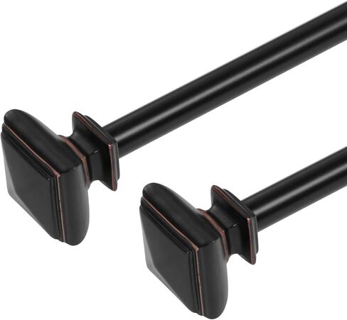 الفيروز 2 حزمة قضبان ستارة النافذة لنظام التشغيل Windows 28 إلى 48 بوصة ديكور قابل للتعديل 3/4 بوصة قطر نافذة واحدة قضبان الستارة مجموعتين، تيجان كلاسيكية مربعة غربية، نيكل in Kuwait