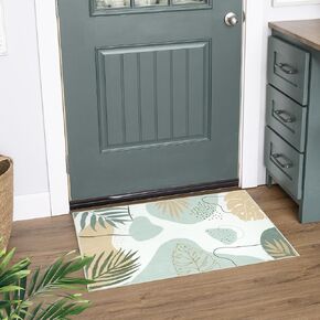 Seavish Small Entryway Rugs Indoor 2x3 Blue Kitchen Rugs Non Slip Washable Boho Bathroom Rugs for Tub Sink Botanical Print Throw Rugs for Bedroom Low Pile Door Mat Accent Rug for Bedside Laundry