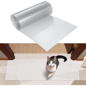 8.2ftx12.2inch Cat Carpet Protector, Durable Plastic Pets Scratch Stopper for Carpet, Widely Use,Clear Non-Slip Nail for Floor/Bedroom/Doorway/Porch Use,Prevent Carpets from Scratchin (8.2ftx12.2inch)