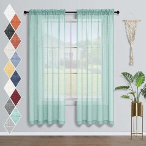 Boys Bedroom Navy Blue Sheer Curtains 63 Inches Long Rod Pocket Faux Linen Nautical Voile Semi Sheer Light Filtering Dark Blue Indigo Curtain for Family Kids Room 42x63 Inch Length Set 2 Panels in Kuwait
