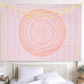 THE ART BOX Hippie Mandala Wall Hangings Poster Tapestry Silver and White - Indian Cotton Bohemian Decor Tapestrys - Bedroom Aesthetic Tapestries - 40x30 inch in Kuwait