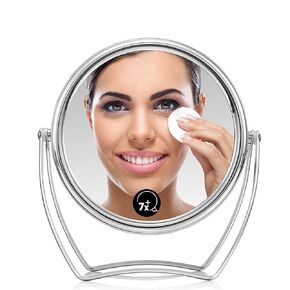 OMIRO Travel Vanity Mirror – 5 Inch Double-Sided 1X/7X Magnification Swivel Makeup Mirror with 360° Pivot Stands, Chrome Finish in Kuwait