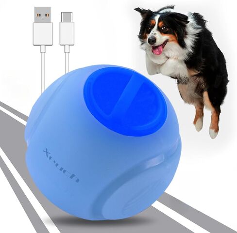 كرة الكلب المضيئة من Xeuch، كرات LED للكلاب قابلة لإعادة الشحن، لعبة تفاعلية للكلاب، كرة متوهجة متينة، كرة جلب تنشط بالارتداد للكلاب الصغيرة والمتوسطة، مطاط طبيعي - 2.5 بوصة، أزرق فاتح in Kuwait