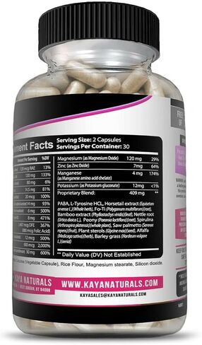 Kaya Naturals Hair Skin Nail Capsules BIOTIN Vitamin D Vitamin B-12 A Folic Acid Support, Hair Support Vitamin Supplement in Saudi Arabia