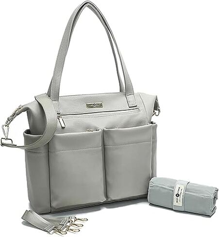 حقيبة حفاضات من ميس فونج، حقيبة ظهر جلدية للحفاضات، حقيبة ظهر كبيرة للحفاضات للفتيات والأولاد، محفظة مع 11 منظم لحقيبة الحفاضات، ووسادة تغيير الحفاضات، وأشرطة عربة الأطفال in Kuwait