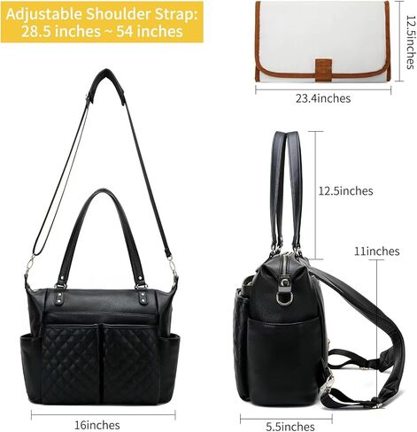 حقيبة حفاضات من GITIBAB حقيبة ظهر للحفاضات الجلدية للآباء والأمهات، حقيبة حمل كبيرة للبحث عن سجل الأطفال مع بساط تغيير الحفاضات وأشرطة عربة الأطفال وحقيبة اللهاية in Kuwait