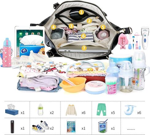 حقيبة حفاضات من GITIBAB حقيبة ظهر للحفاضات الجلدية للآباء والأمهات، حقيبة حمل كبيرة للبحث عن سجل الأطفال مع بساط تغيير الحفاضات وأشرطة عربة الأطفال وحقيبة اللهاية in Kuwait