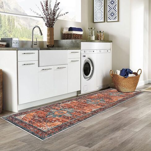 SHACOS المدخل عداء البساط 2'x10' المتعثرة ميدالية البساط عداء فو الصوف قابل للغسل السجاد داخلي لينة عداء السجاد خمر البساط غير زلق مدخل البساط الحمام غرفة نوم المطبخ العدائين، أحمر صدئ in Kuwait