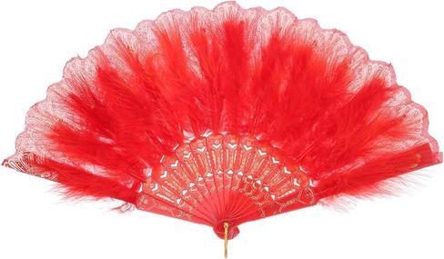 MECCANIXITY Feather Hand Fan,Black Vintage Folding Fan Feather Fan Handheld for Halloween Party Wedding Dancing Decoration in Saudi Arabia