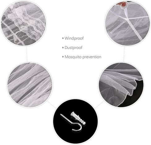 Toyvian سرير كانوبي صافي مع توهج في الظلام النجوم، شبكة سميكة معلقة السرير مظلة سهلة التركيب شبكة للمنزل غرفة الأطفال (أبيض) in Kuwait