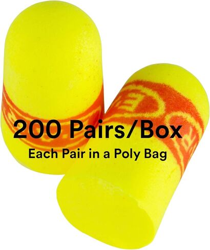 3M Ear Plugs, 200 Pairs/Box, E-A-Rsoft SuperFit 312-1256, Uncorded, Disposable, Foam, NRR 33, Drilling, Grinding, Machining, Sawing, Sanding, Welding, 1 Pair/Poly Bag,Yellow in Saudi Arabia