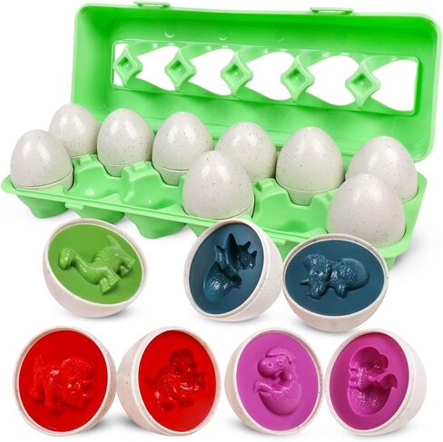 Matching Eggs Easter Egg Toy for Toddlers - Color & Shape Recognition Sorter Puzzle, Early Learning Educational Fine Motor Skill Montessori Geometric Gift for 1 2 3 Year Old Kids Boys Girls (12pcs) in Saudi Arabia