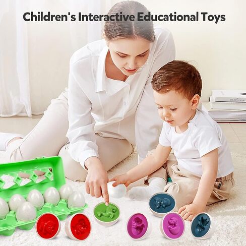 Matching Eggs Easter Egg Toy for Toddlers - Color & Shape Recognition Sorter Puzzle, Early Learning Educational Fine Motor Skill Montessori Geometric Gift for 1 2 3 Year Old Kids Boys Girls (12pcs) in Saudi Arabia