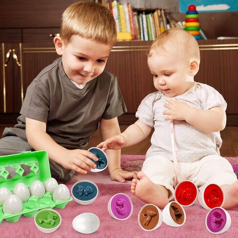 Matching Eggs Easter Egg Toy for Toddlers - Color & Shape Recognition Sorter Puzzle, Early Learning Educational Fine Motor Skill Montessori Geometric Gift for 1 2 3 Year Old Kids Boys Girls (12pcs) in Saudi Arabia