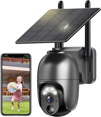 LIWAN Wireless Solar Security Cameras, 2K Outdoor WiFi Camera for Home Surveillance, 360° PTZ Battery Powered Cam with Color Night Vision, PIR Motion Sensor, 2-Way Audio in Saudi Arabia