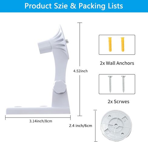حامل حائط OYOCAM متوافق مع TP-Link Tapo C210/ C200 وKasa Indoor Pan EC70/ KC410S، عبوتان دعامة زوايا قابلة للتعديل دوران 180 درجة، سهلة التركيب، حامل/حامل كاميرا الأمان in Saudi Arabia