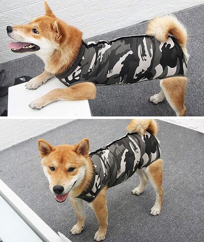 بدلة جراحة COCHPR للكلاب، بدلة تعافي جرح البطن، ملابس جراحية للجرو، سترة ما بعد الجراحة للحيوانات الأليفة بعد الجراحة، بديل الملابس (XXXL، مموه) in Kuwait