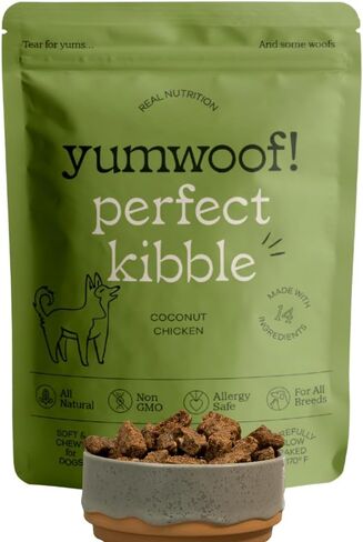 Yumwoof طعام مثالي للكلاب مجفف بالهواء وخالي من الكائنات المعدلة وراثيًا | يحسن الحساسية والهضم باستخدام زيت جوز الهند العضوي والجليسريدات الثلاثية متوسطة الحلقات ومضادات الأكسدة | نظام غذائي ناعم وجاف معتمد من قبل الطبيب البيطري | صنع في الولايات المتحدة in Kuwait