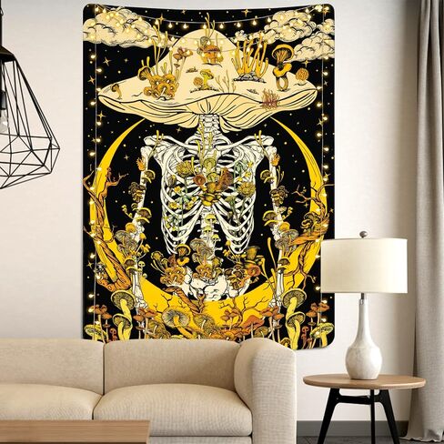 Lyacmy Mushroom Skeleton Tapestry Moon Tapestries Hippie Plants Tapestry Starry Sky Cloud Tapestry Vertical Vines Tapestry Wall Hanging for Room (59.1 x 82.7 inches) in Kuwait