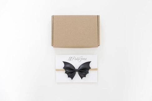 عصابات رأس من الجلد للهالوين للأطفال من LilPinkGoose لحديثي الولادة - سنة فما فوق، فيونكة شعر الهالوين (خفاش مطاطي أسود كبير) in Kuwait