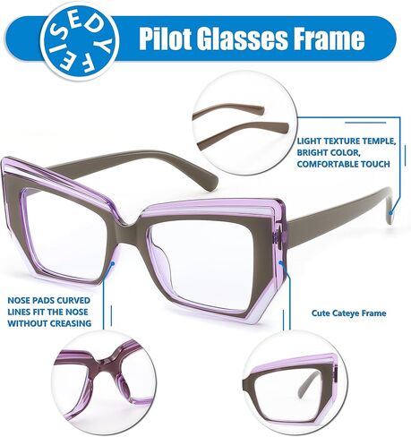 FEISEDY Cat Eye Frame Glasses for Women Men Blue Light Blocking Glasses Anti Glare Computer Eyeglasses B9125 in Kuwait