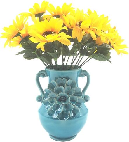 Anding 8" Pure White Modern Ceramic Vases - Oval - Waterfall Elegant Design - Ideal for Friends, Weddings, Desktop Center Vase, Perfect Home Decoration Vase in Kuwait