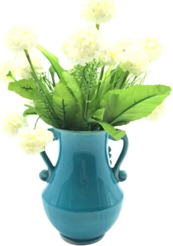 Anding 8" Pure White Modern Ceramic Vases - Oval - Waterfall Elegant Design - Ideal for Friends, Weddings, Desktop Center Vase, Perfect Home Decoration Vase in Kuwait