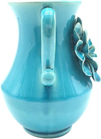 Anding 8" Pure White Modern Ceramic Vases - Oval - Waterfall Elegant Design - Ideal for Friends, Weddings, Desktop Center Vase, Perfect Home Decoration Vase in Kuwait