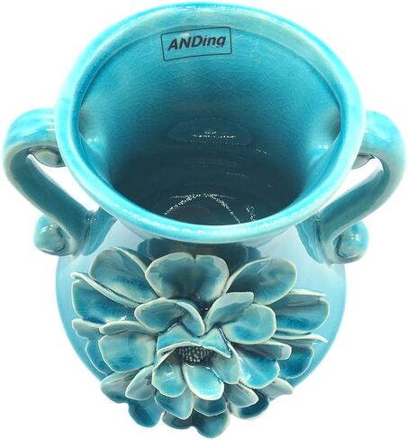 Anding 8" Pure White Modern Ceramic Vases - Oval - Waterfall Elegant Design - Ideal for Friends, Weddings, Desktop Center Vase, Perfect Home Decoration Vase in Kuwait