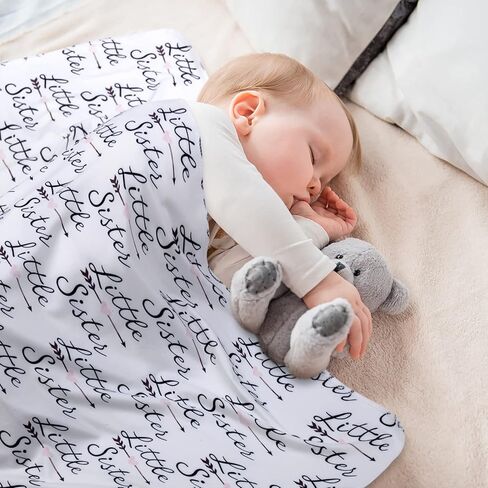 بطانيات استقبال حديثي الولادة فائقة النعومة، مجموعة بطانية قماط للفتيات الصغيرات مع قبعة عصابة رأس، هدية استحمام للأطفال حديثي الولادة في المستشفى، 0-3 أشهر، أخت صغيرة in Kuwait