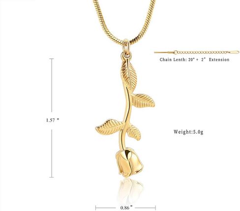 Rose Flower Cremation Jewelry Urn Necklaces for Ashes, Cremation Ash Jewelry Memorial Pendants for Human Pets Ashes in Kuwait