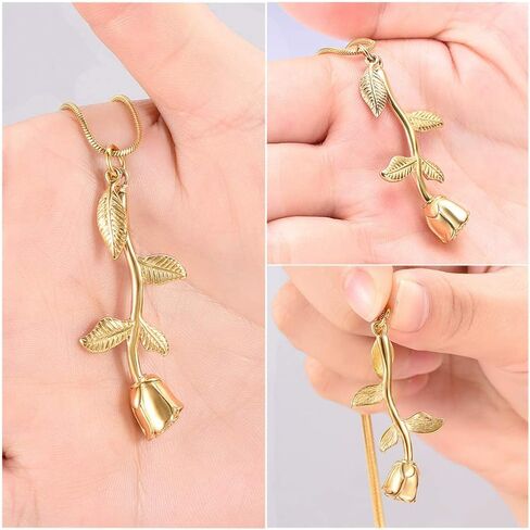 Rose Flower Cremation Jewelry Urn Necklaces for Ashes, Cremation Ash Jewelry Memorial Pendants for Human Pets Ashes in Kuwait