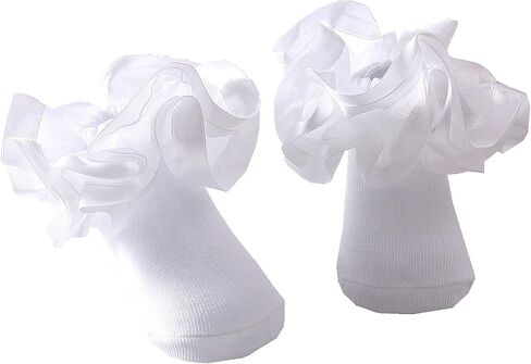 3D Three-dimensional Ruffled Lace Cotton Socks,Cute Double Big Lace Dress Princess Socks for Girls in Saudi Arabia