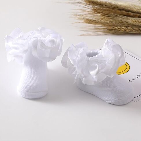 3D Three-dimensional Ruffled Lace Cotton Socks,Cute Double Big Lace Dress Princess Socks for Girls in Saudi Arabia