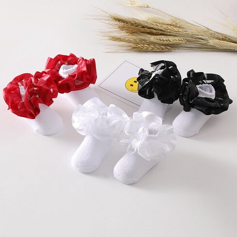 3D Three-dimensional Ruffled Lace Cotton Socks,Cute Double Big Lace Dress Princess Socks for Girls in Saudi Arabia