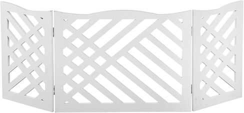 ايتنا بوابة خشبية قائمة بذاتها للحيوانات الاليفة من 3 الواح ثلاثية الطي - عرض 48 انش × ارتفاع 19 انش - اسود هندسي in Kuwait