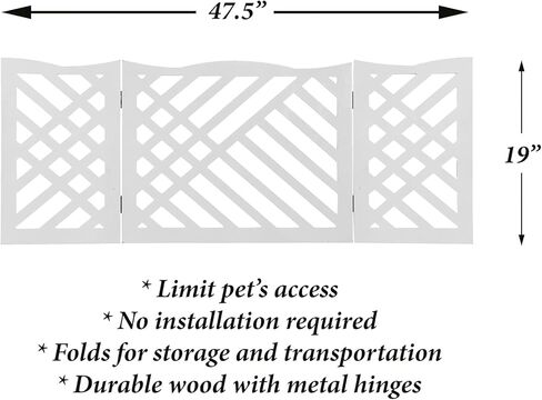ايتنا بوابة خشبية قائمة بذاتها للحيوانات الاليفة من 3 الواح ثلاثية الطي - عرض 48 انش × ارتفاع 19 انش - اسود هندسي in Kuwait