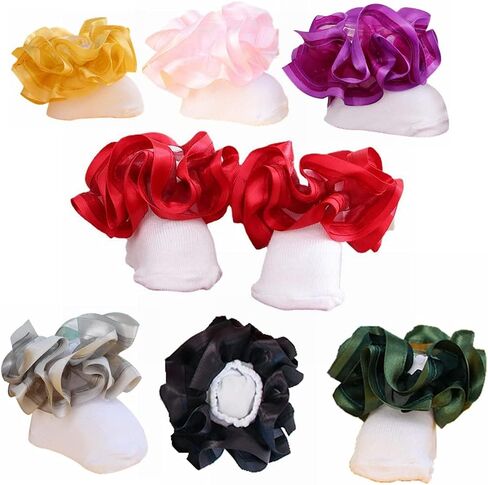 3D Three-dimensional Ruffled Lace Cotton Socks,Cute Double Big Lace Dress Princess Socks for Girls in Kuwait