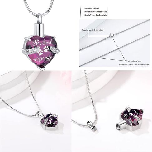 Cremation Jewelry for Ashes for Dog Cat Waterproof Pet Memorial Urn Pendant Necklace for Ashes in Kuwait