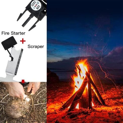 Galaxy 21 in 1 Survival Bracelet, Paracord Emergency Outdoor Sports Wristband Kit Waterproof Compass, LED Light, Thermometer, Rescue Whistle, Fire Starter. 21 Tools 5 Sets Black in Saudi Arabia