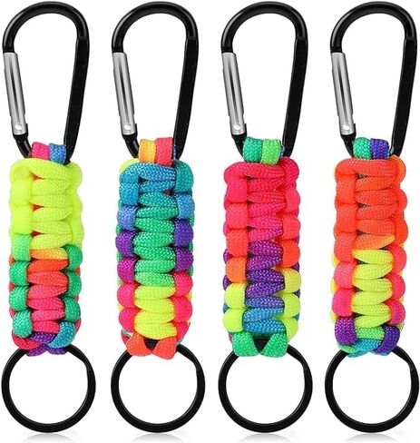 4Pcs Paracord Keychain Lanyard with D-Locking Keyring Clip, Heavy Duty Braided Keychain Strap Clips Metal Key Ring Keychain Hook for Camping, Hiking, Wallets, Key Organizer, Water Bottle Holder in Saudi Arabia