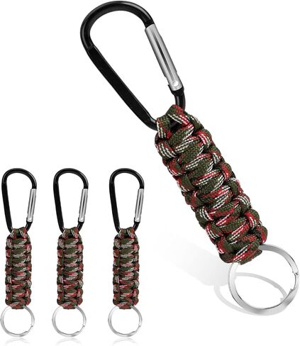 4Pcs Paracord Keychain Lanyard with D-Locking Keyring Clip, Heavy Duty Braided Keychain Strap Clips Metal Key Ring Keychain Hook for Camping, Hiking, Wallets, Key Organizer, Water Bottle Holder in Saudi Arabia