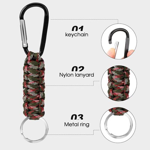 4Pcs Paracord Keychain Lanyard with D-Locking Keyring Clip, Heavy Duty Braided Keychain Strap Clips Metal Key Ring Keychain Hook for Camping, Hiking, Wallets, Key Organizer, Water Bottle Holder in Saudi Arabia