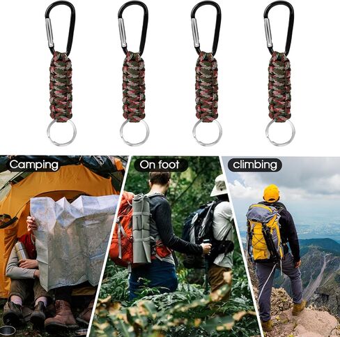 4Pcs Paracord Keychain Lanyard with D-Locking Keyring Clip, Heavy Duty Braided Keychain Strap Clips Metal Key Ring Keychain Hook for Camping, Hiking, Wallets, Key Organizer, Water Bottle Holder in Saudi Arabia