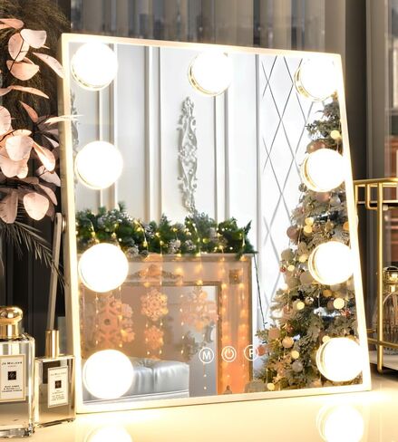 مرآة مكياج من نيوبي مع أضواء، مرآة مكياج هوليود مع إضاءة، مرآة مكياج على الطاولة مع 9 مصابيح LED وتحكم ذكي باللمس و3 أوضاع ألوان in Kuwait