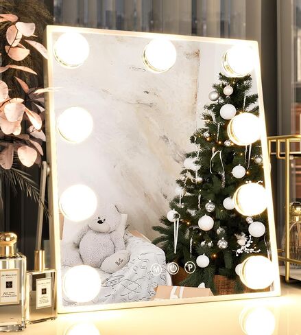 مرآة مكياج من نيوبي مع أضواء، مرآة مكياج هوليود مع إضاءة، مرآة مكياج على الطاولة مع 9 مصابيح LED وتحكم ذكي باللمس و3 أوضاع ألوان in Kuwait