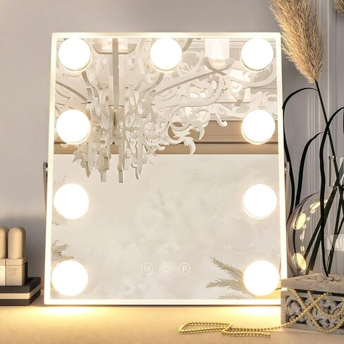 مرآة مكياج من نيوبي مع أضواء، مرآة مكياج هوليود مع إضاءة، مرآة مكياج على الطاولة مع 9 مصابيح LED وتحكم ذكي باللمس و3 أوضاع ألوان in Kuwait