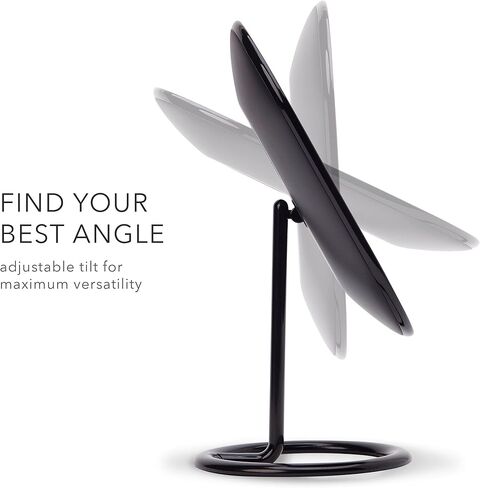 مرآة مكياج فانسي بإضاءة LED قابلة للتركيب على الحائط، قابلة لإعادة الشحن - مرآة مستحضرات تجميل مضيئة بدون سلك مع 3 إعدادات إضاءة خافتة، تكبير مزدوج - فيرا (كروم) in Kuwait