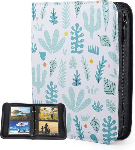 فيلام البوم صور بـ3 حلقات مع سحاب اغلاق للصور الافقية مقاس 4 × 6، غطاء ناعم بنمط صبار كرتوني، سعة 200 in Kuwait