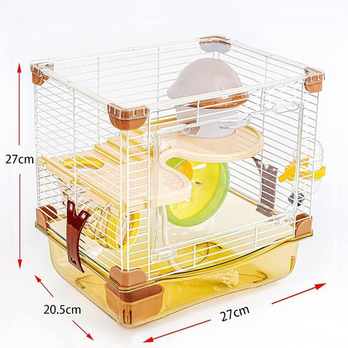 YIBOPET قفص هامستر قفص حيوانات صغير 2 طبقات حجم القفص الشفاف: 10.6 بوصة (عرض) × 8.1 (طول) × 10.6 (ارتفاع) مناسب للهامستر حتى طول 3.5 بوصة in Saudi Arabia